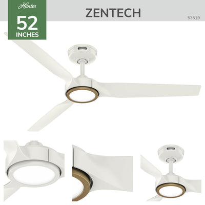 52 inch Zentech Wi-Fi ENERGY STAR® Fresh White Damp Rated LED Ceiling Fan with Remote