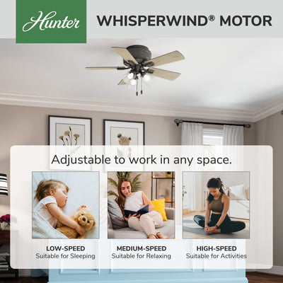 42 inch Crestfield Noble Bronze Low Profile Ceiling Fan with LED Light Kit and Pull Chain