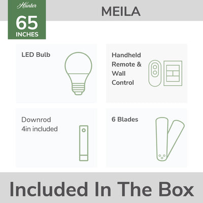 Casablanca 65 inch Melia ENERGY STAR® Fresh White Damp Rated Ceiling Fan with LED Light Kit and Wall Control and Handheld Remote