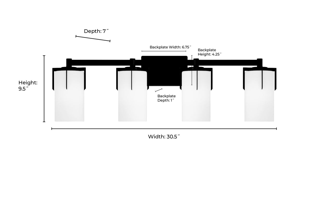 30.5'' Froselle Matte Black 4 Light Bath Vanity
