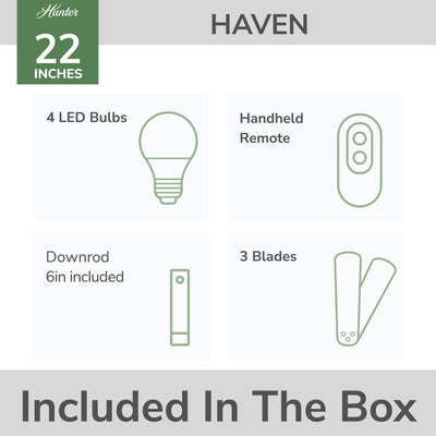22 inch Haven Fandelier Matte Black Ceiling Fan with Light Kit and Handheld Remote