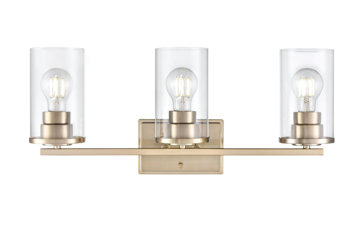 22-inch Verlana Modern Gold 3-Light Clear Glass Bathroom Vanity Light