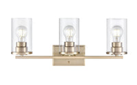 22-inch Verlana Modern Gold 3-Light Clear Glass Bathroom Vanity Light