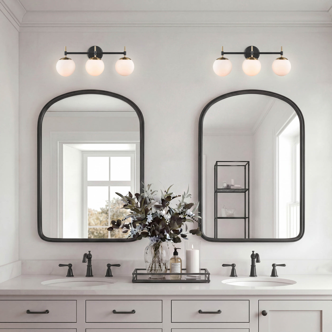 24''  Matte Black/Modern Gold 3 Light Bath Vanity