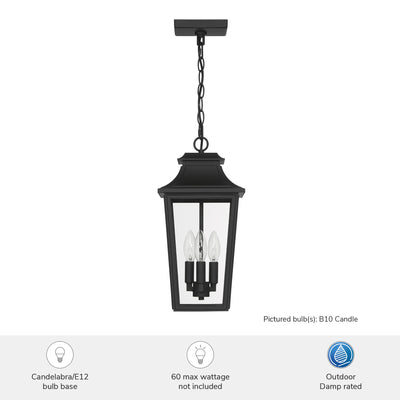 Spring Cove 17-inch 3-light Matte Black Outdoor Lantern Pendant Light with Clear Glass