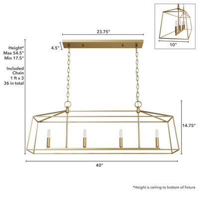 Fair Oaks 40-inch 4-light Luxe Gold Linear Chandelier
