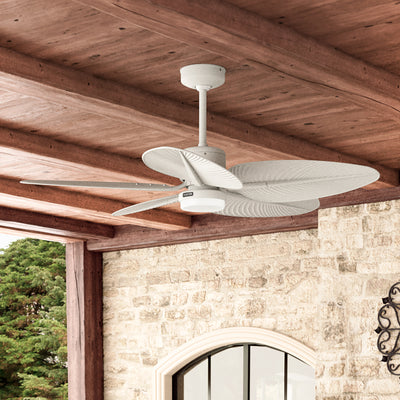 52 inch Tropic View Matte White Damp Rated Ceiling Fan with LED Light Kit and Wall Control