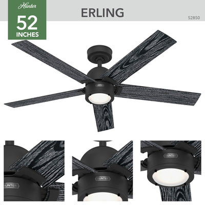52 inch Erling ENERGY STAR® Matte Black Ceiling Fan with LED Light Kit and Handheld Remote