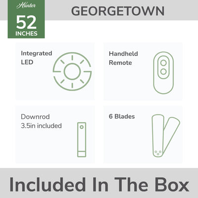 52 inch Georgetown ENERGY STAR® HunterExpress Fresh White Ceiling Fan with LED Light Kit and Handheld Remote