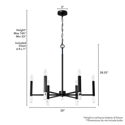 Sunjai 30-inch 6-light Matte Black Chandelier