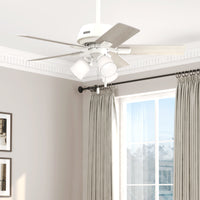 44 inch Crystal Peak Matte White Ceiling Fan with LED Light Kit and Pull Chain