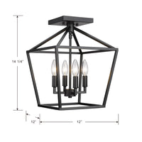 14.25'' Corona Matte Black 4 Light Semi-Flush Mount