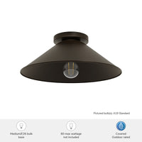Skyflow 14-inch 1-light Matte Bronze Outdoor Flush Mount Ceiling Light with Metal Shade