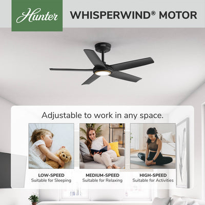 44 inch Zentech Wi-Fi ENERGY STAR® Matte Black Damp Rated Ceiling Fan with LED Light Kit and Handheld