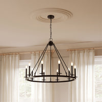 36-inch Florence Matte Black 10-Light Chandelier