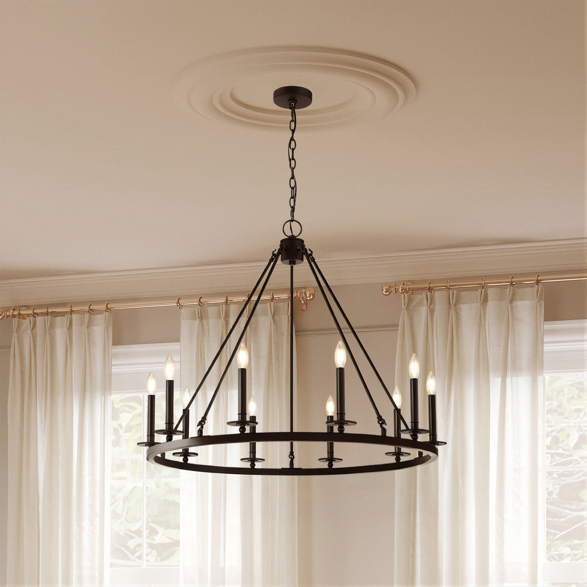 36-inch Florence Matte Black 10-Light Chandelier