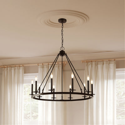 36-inch Florence Matte Black 10-Light Chandelier