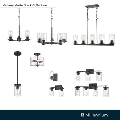 10'' Verlana Matte BlackClear 2 Light Semi-Flush Mount