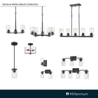 22-inch Verlana Matte Black 3-Light Clear Glass Bathroom Vanity Light