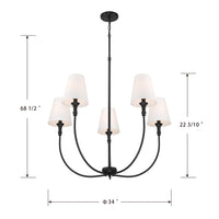 32.5'' Mairbourne Matte Black 5 Light Chandelier