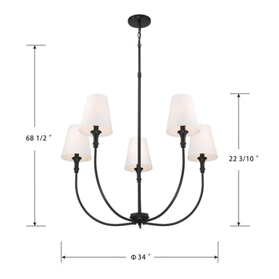 32.5'' Mairbourne Matte Black 5 Light Chandelier