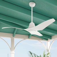 Casablanca 60 inch Stingray ENERGY STAR® Matte White Damp Rated Ceiling Fan with LED Light Kit and Handheld Remote