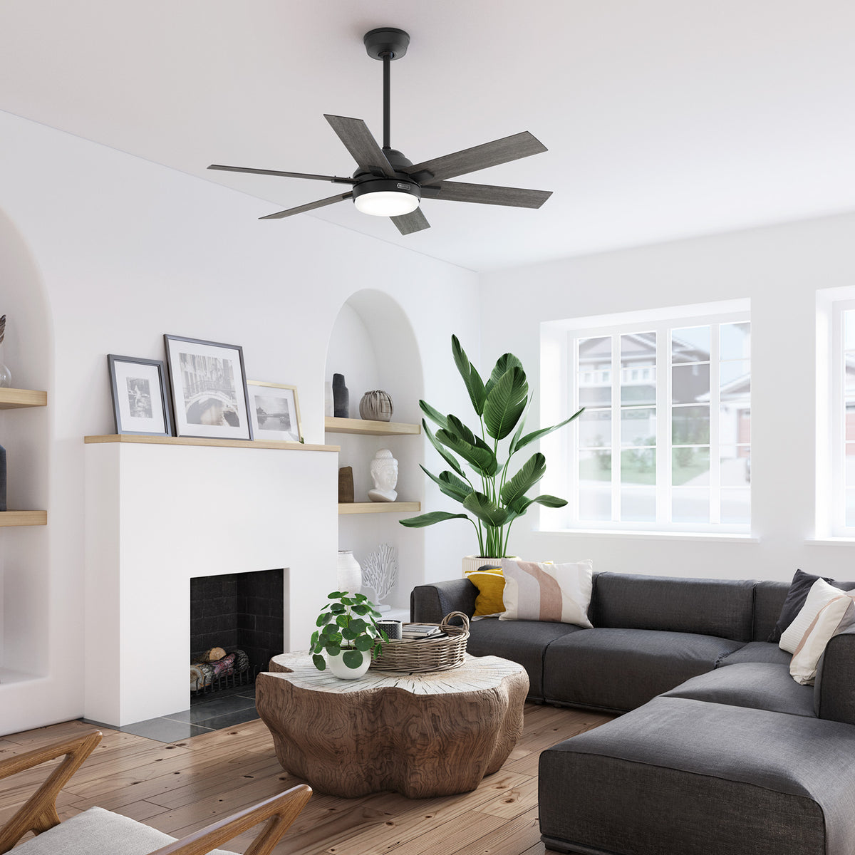 52 inch Georgetown ENERGY STAR® HunterExpress Matte Black Ceiling Fan with LED Light Kit and Handheld Remote