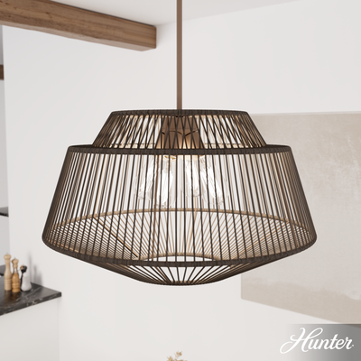 Brookhollow 24.5-inch 4-light Sable Rattan and Sable Pendant with Rattan Shade
