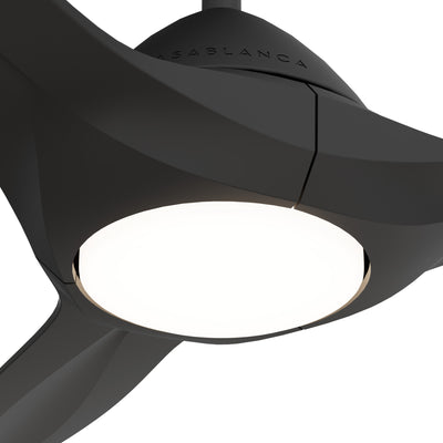 Casablanca 56 inch Surea ENERGY STAR® Matte Black Damp Rated Ceiling Fan with LED Light Kit and Wall Control and Handheld Remote