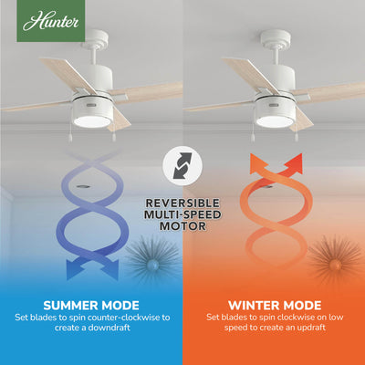 42 inch Beck Fresh White Ceiling Fan with LED Light Kit and Pull Chain
