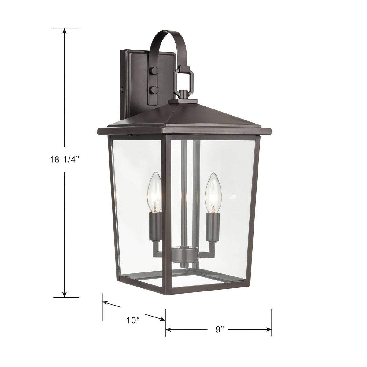 9'' Fetterton Powder Coated Bronze 2 Light Wall Sconce