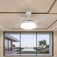 EVO2 48 Inch 3 Light White Fan with Retractable Blades