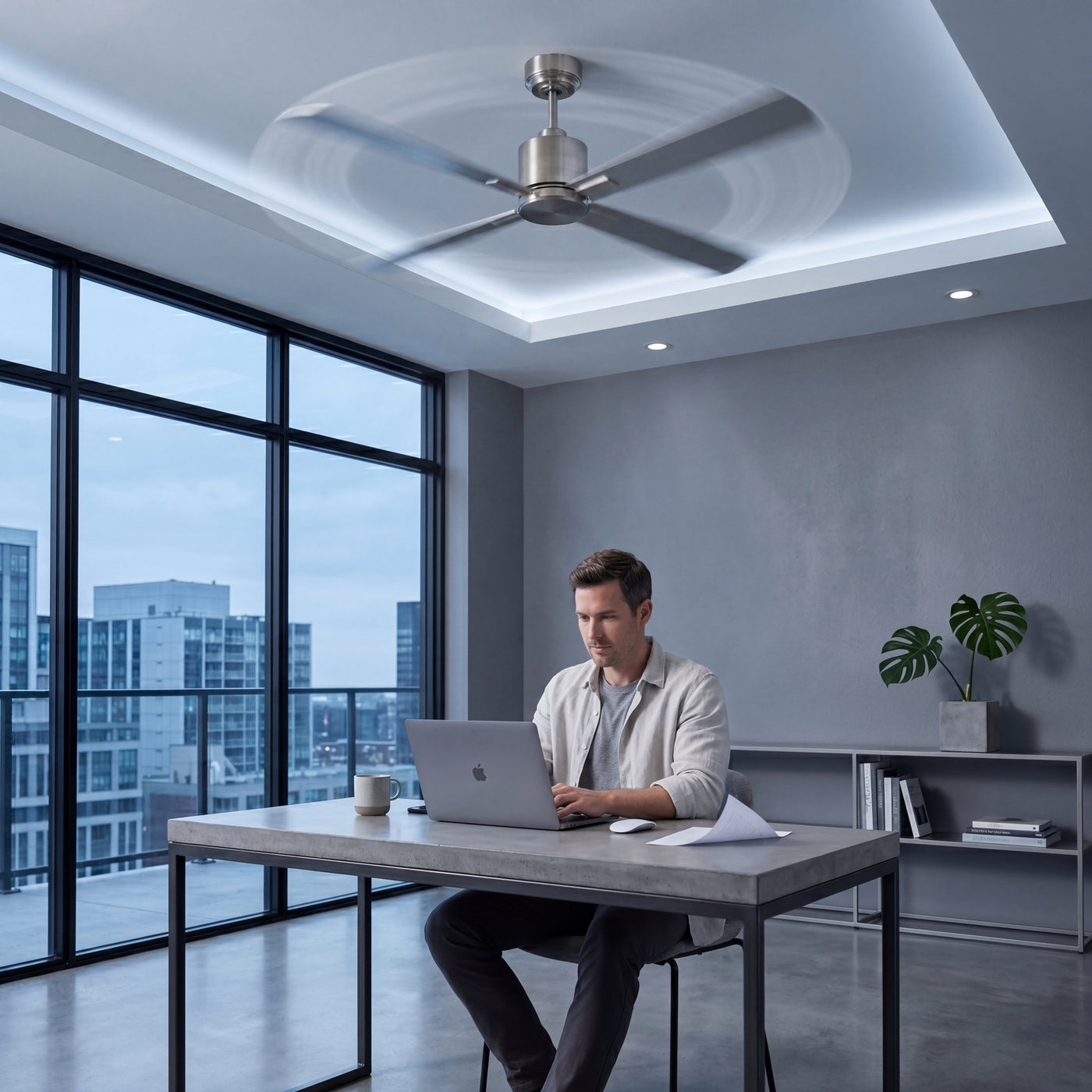 52 Inch DC Chrome Fan with Matte Silver Blades and Remote