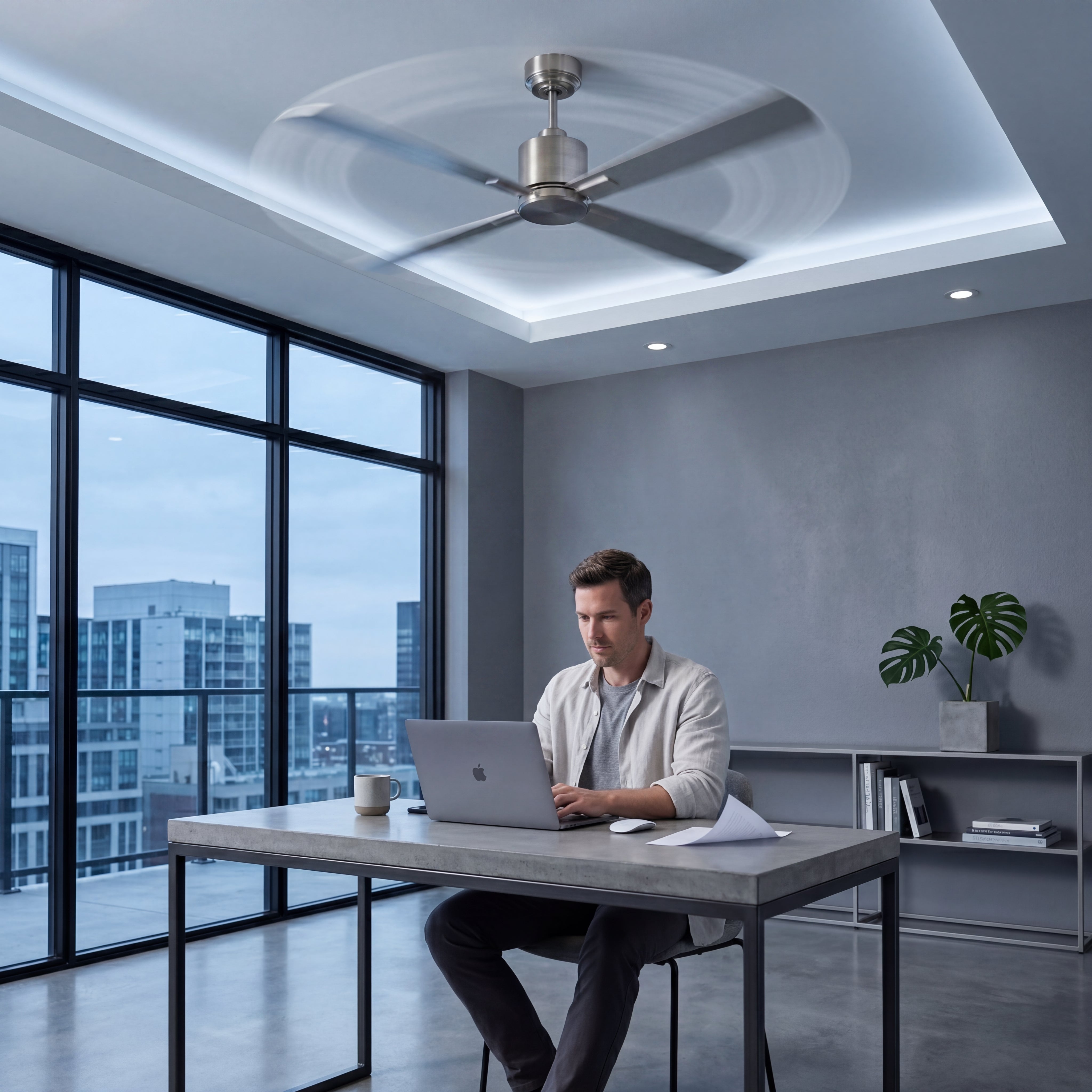 52 Inch DC Chrome Fan with Matte Silver Blades and Remote