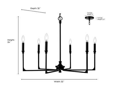 24'' Azara Vintage Brass 6 Light Chandelier
