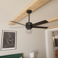 52 inch Xidane Matte Black Ceiling Fan with LED Light Kit and Handheld Remote
