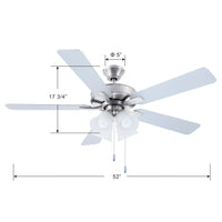 52 Inch Marisella AC Brushed Nickel Indoor Ceiling Fan 5-Blade 4 Lights Reversible