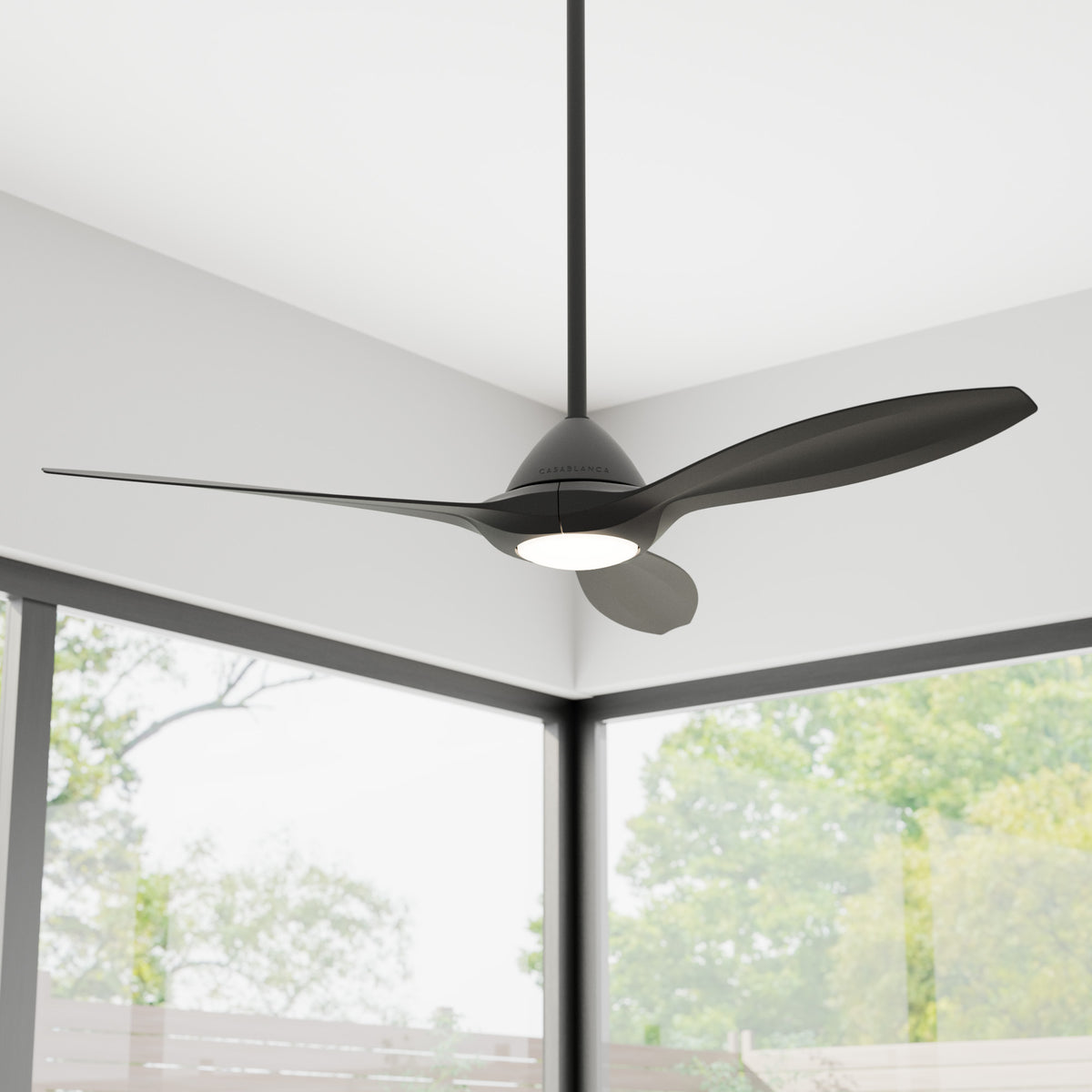 Casablanca 56 inch Surea ENERGY STAR® Matte Black Damp Rated Ceiling Fan with LED Light Kit and Wall Control and Handheld Remote