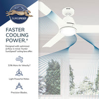 52 inch Aeronaut Wi-Fi ENERGY STAR® Matte White Damp Rated Ceiling Fan with LED Light Kit and Handheld Remote