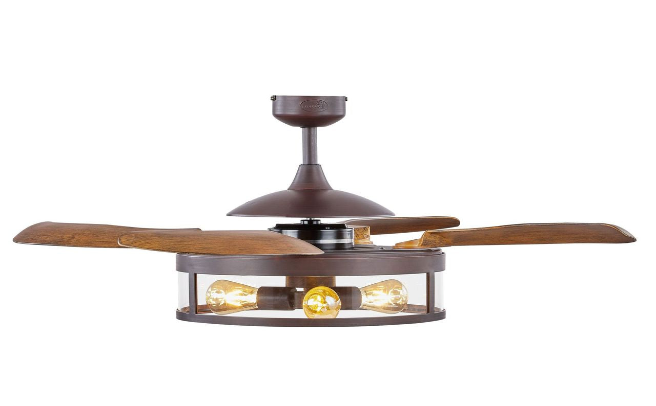 Classic 48 Inch 3 Light Bronze Fan with Retractable Blades