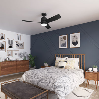 52 inch Bolsa Matte Black Ceiling Fan with LED Light Kit and Handheld Remote