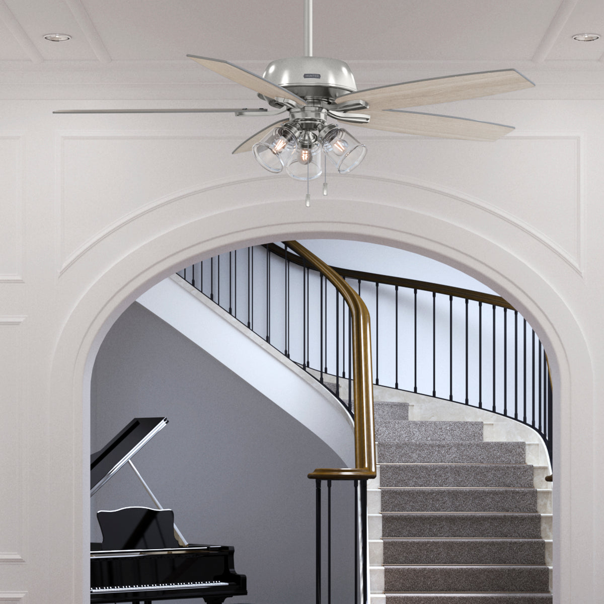 60 inch Dondra ENERGY STAR® Brushed Nickel Ceiling Fan with LED Light Kit and Pull Chain