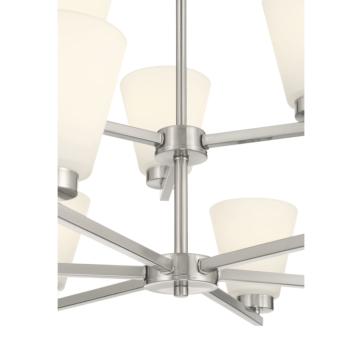 28.5-inch Strayhan Brushed Nickel 9-Light White Frosted Glass Chandelier