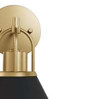 Carrington Isle 10.25-inch 1-light Matte Black and Luxe Gold Wall Sconce with Matte Black Metal Shade