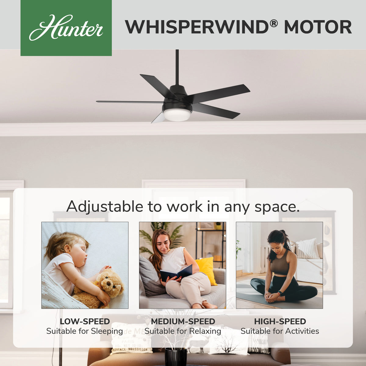 52 inch Aerodyne Wi-Fi Matte Black Ceiling Fan with LED Light Kit and Handheld Remote