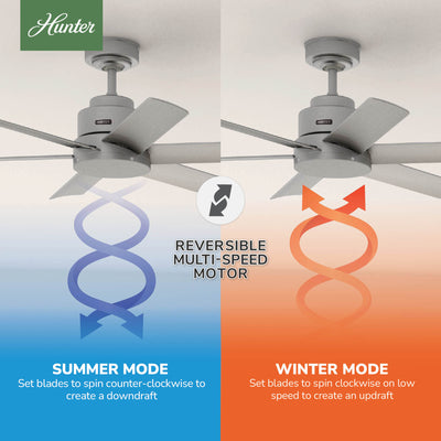 44 inch Kennicott Matte Silver Damp Rated Ceiling Fan and Wall Control