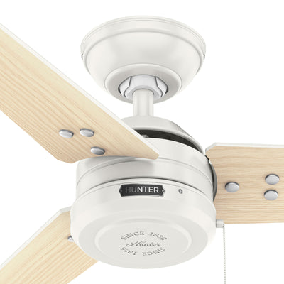 44 inch Cassius Fresh White Damp Rated Ceiling Fan and Pull Chain