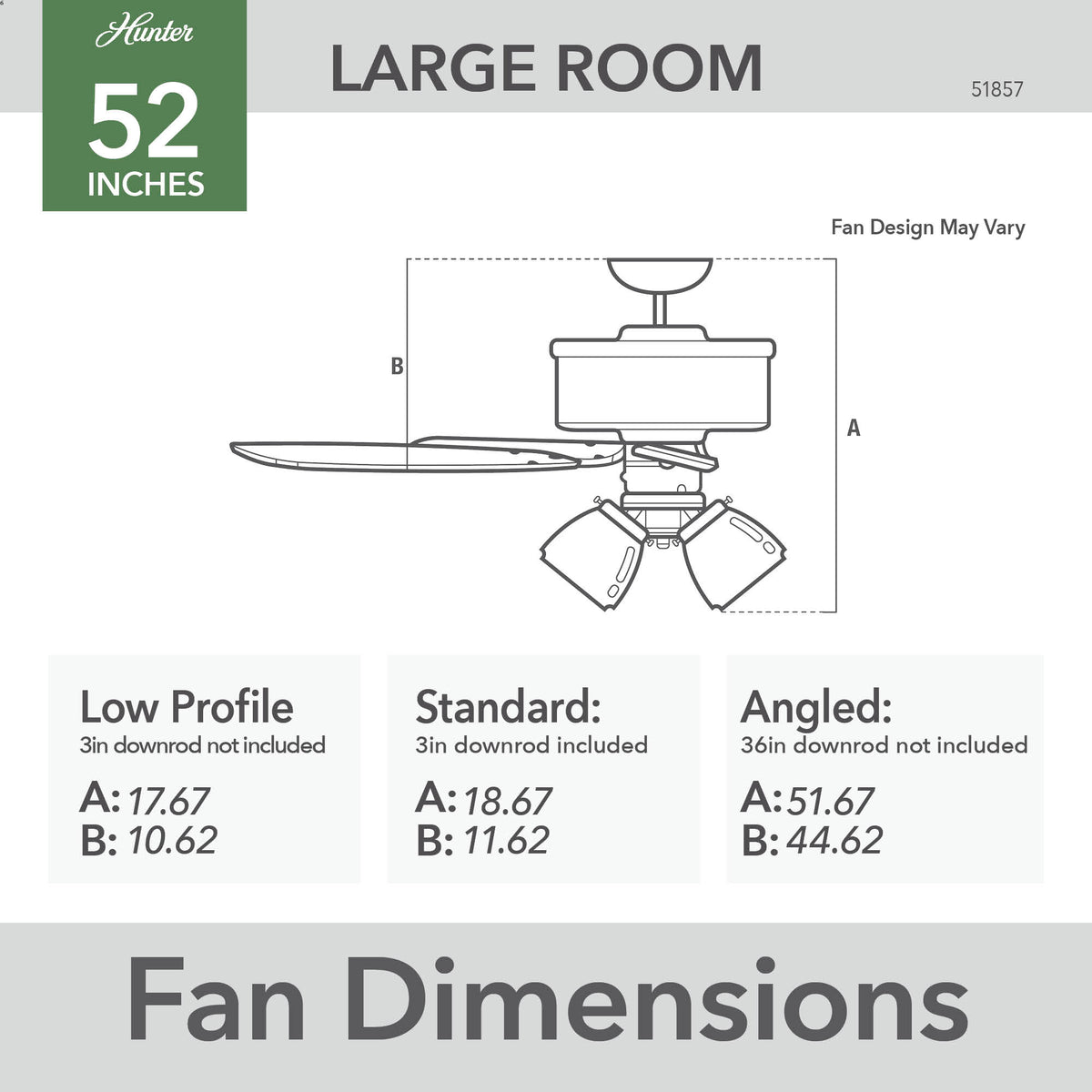 52 inch Crestfield Matte Silver Ceiling Fan with LED Light Kit and Handheld Remote