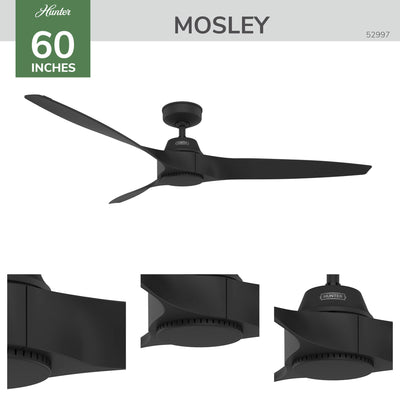 60 inch Mosley ENERGY STAR® Matte Black Damp Rated Ceiling Fan and Wall Control