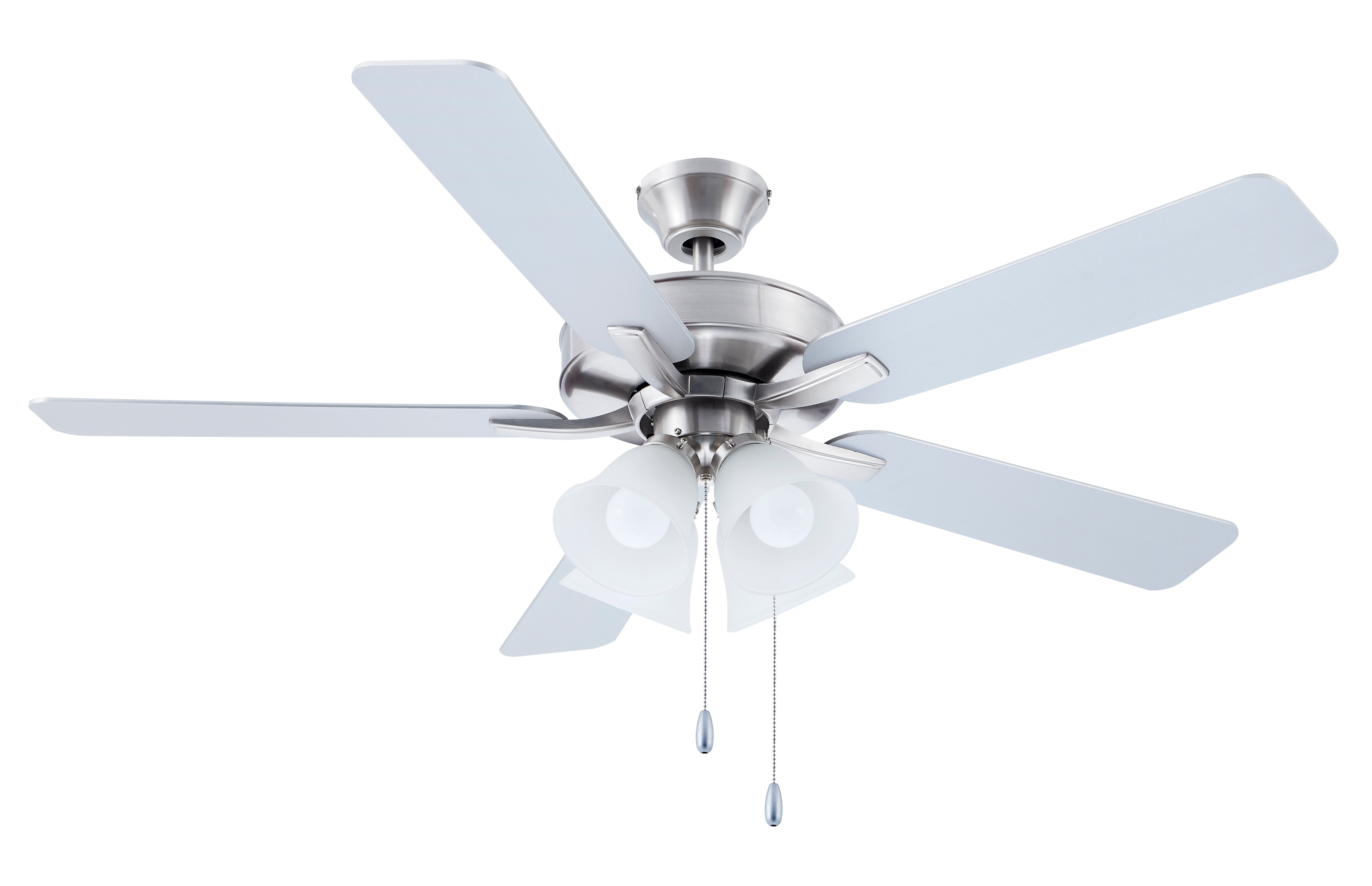 52 Inch Marisella AC Brushed Nickel Indoor Ceiling Fan 5-Blade 4 Lights Reversible